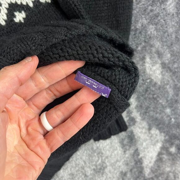 Ralph Lauren Purple Label Hand Knit Cashmere Fair Isle Black Purple NWOT M *Read - Picture 4 of 9